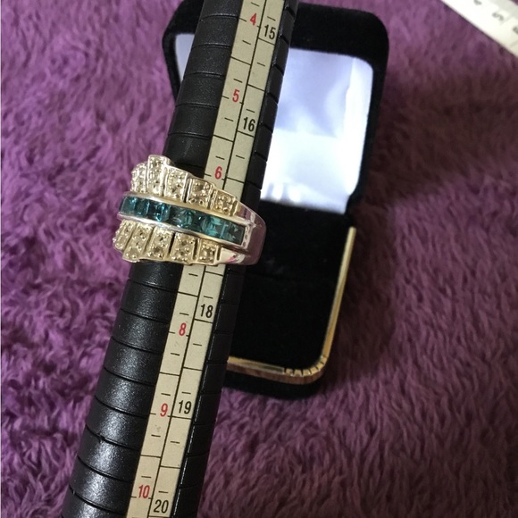 BRAND NEW BOLD Natural Diamond & Blue Sapphires Band Ring-7 - Picture 15 of 16